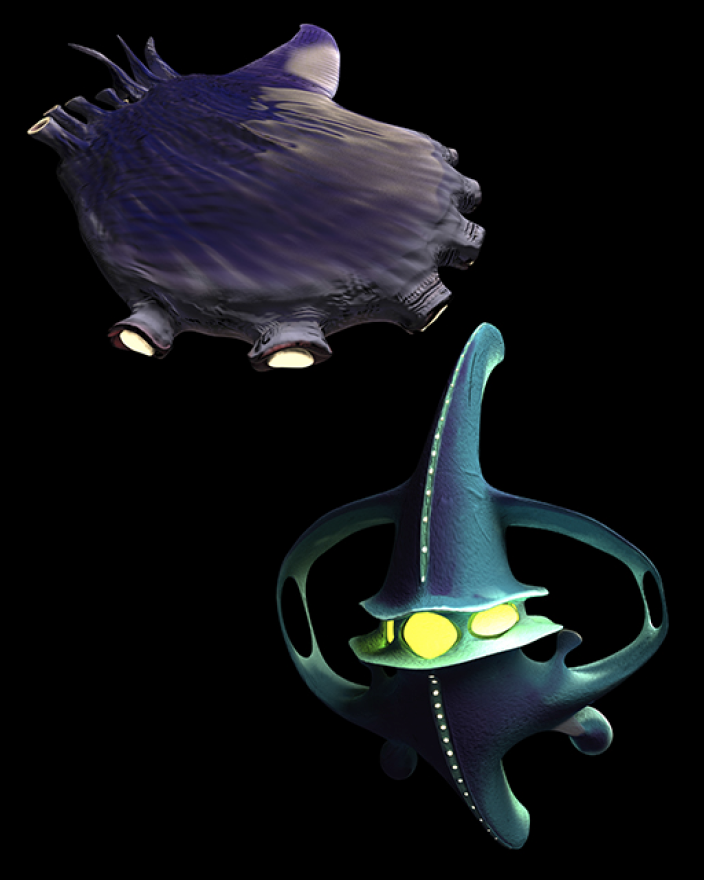 2. Character Color Study (The Europans), 3D digital graphic (Maya/Mudbox/Pixar Renderman/Photoshop), 17"  x 21" (2017)