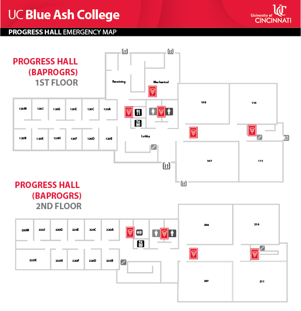 UC Blue Ash College Progress Hall Emergency Map