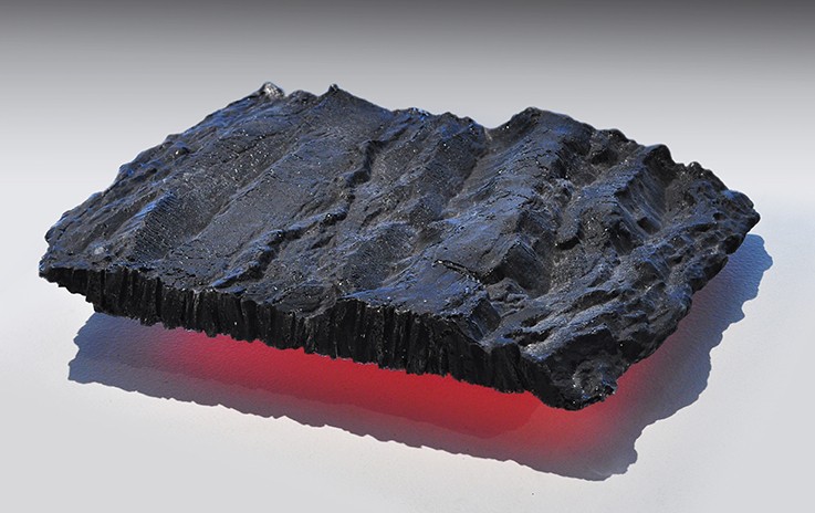 5. Graphite Gem #2, cast graphite and epoxy resin with florescent cad stock,12” x 10” (2016)