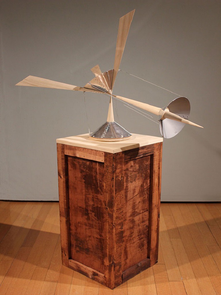 1. MiG 27M Flogger-J, aluminum, safety wire, field rivets, poplar, steel and cork, 60” H x 28” W x 48” D, 2014