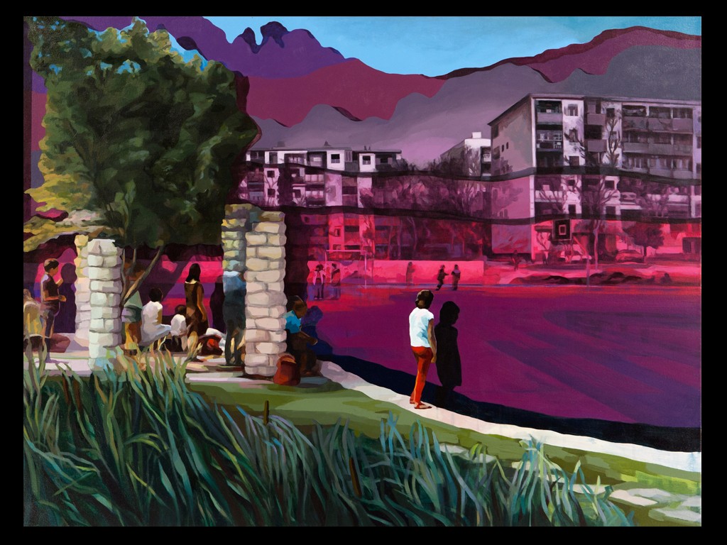 3. Triavna Lake, oil and acrylic on canvas, 36” x 48” (2016)