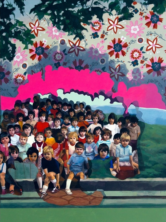 1. Front Row II, oil and acrylic on canvas, 40” x 30” (2016)