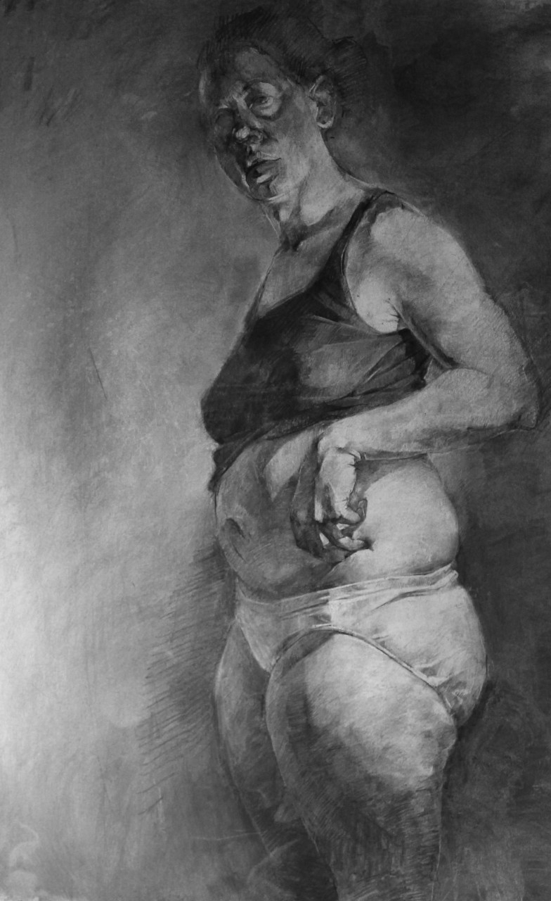 1. Asymmetry, charcoal on paper, 50” x 42” (2013)
