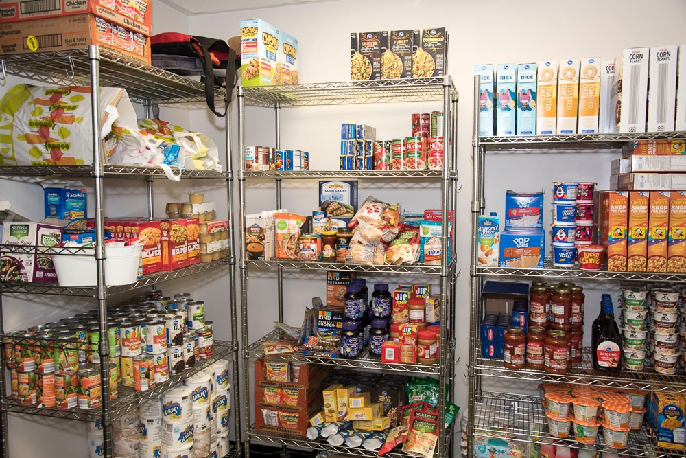 Bearcat pantry shelves full of food