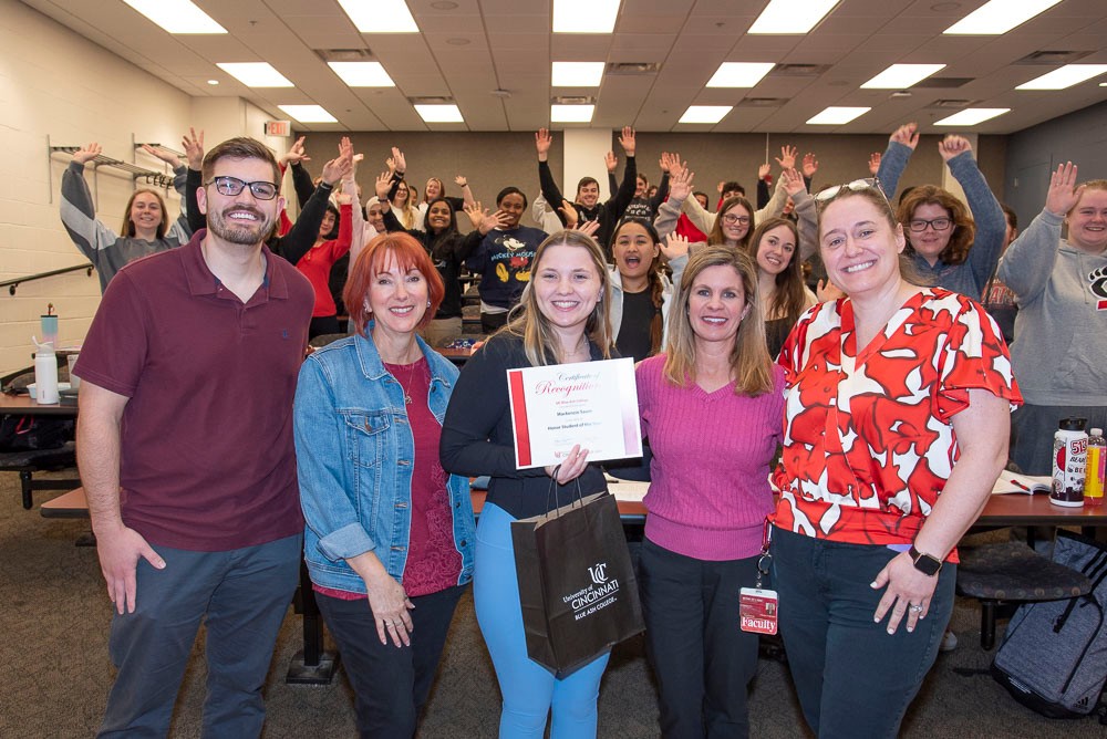 group of students and professors with Honor Student of the Year