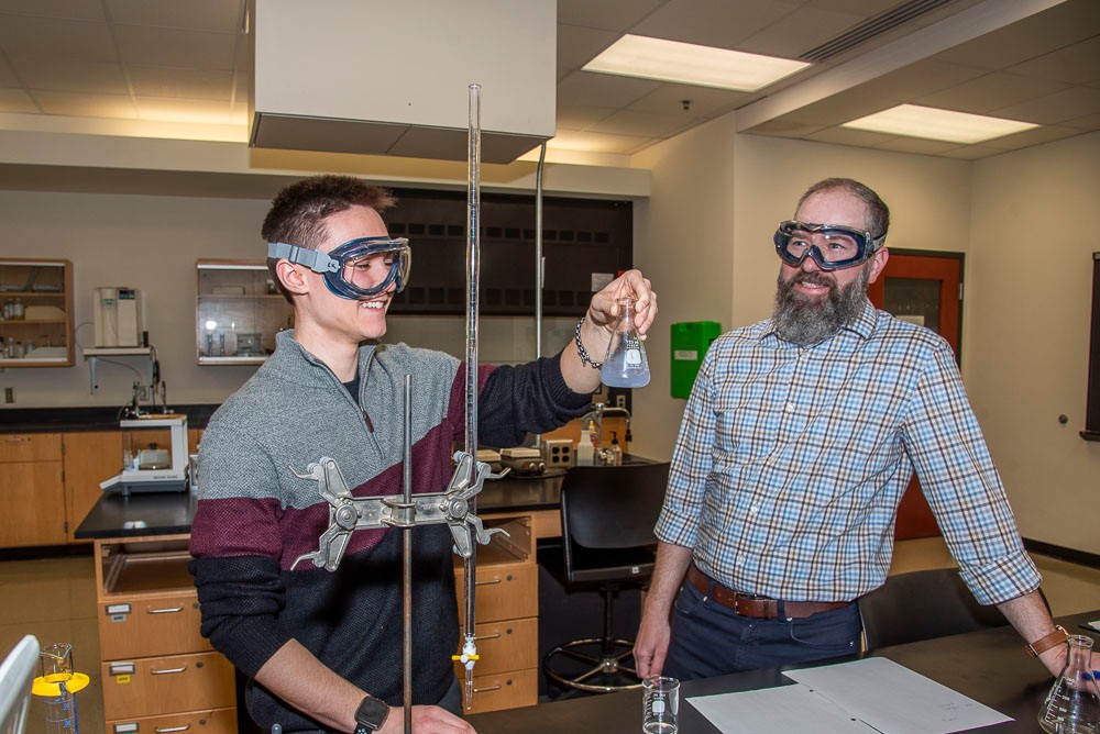 Students working in a chemistry lab
