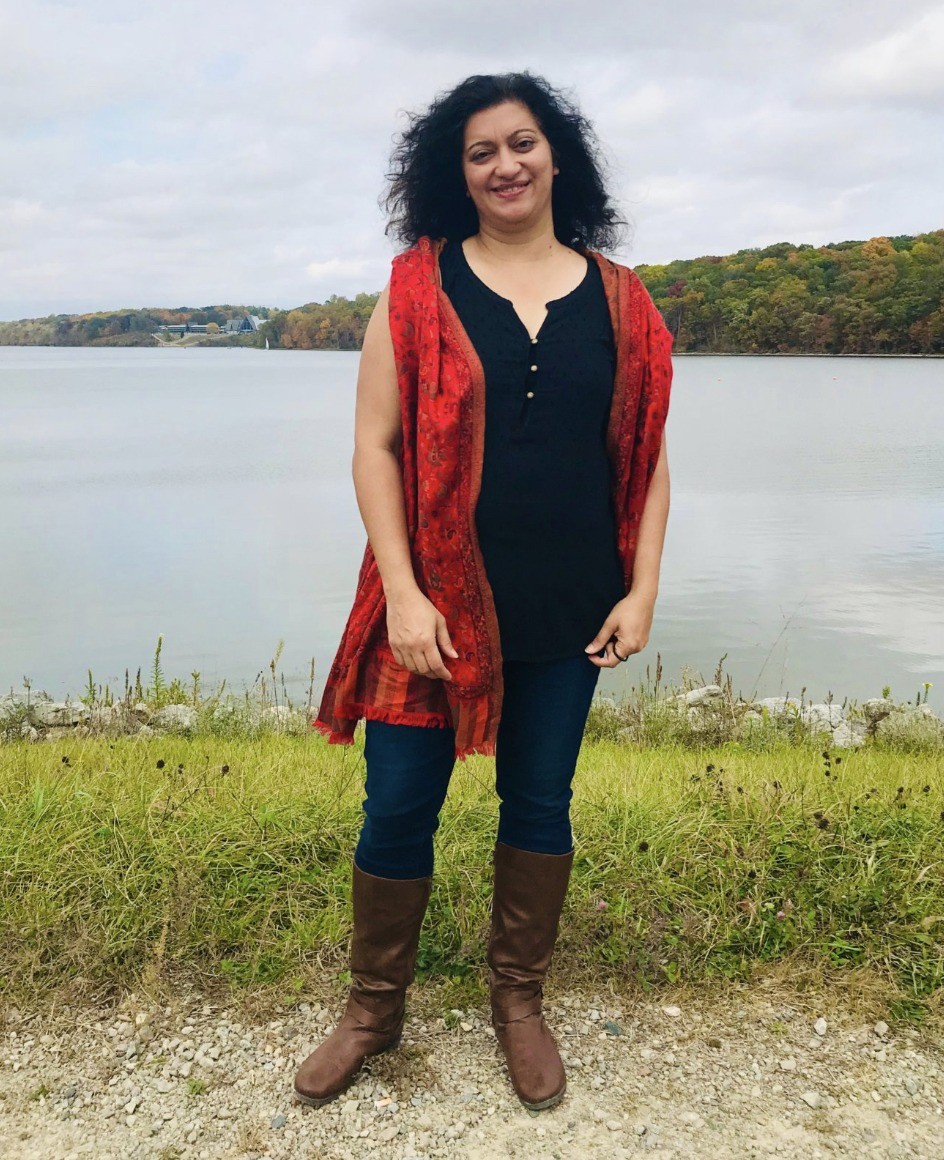 Radhika in front of lake