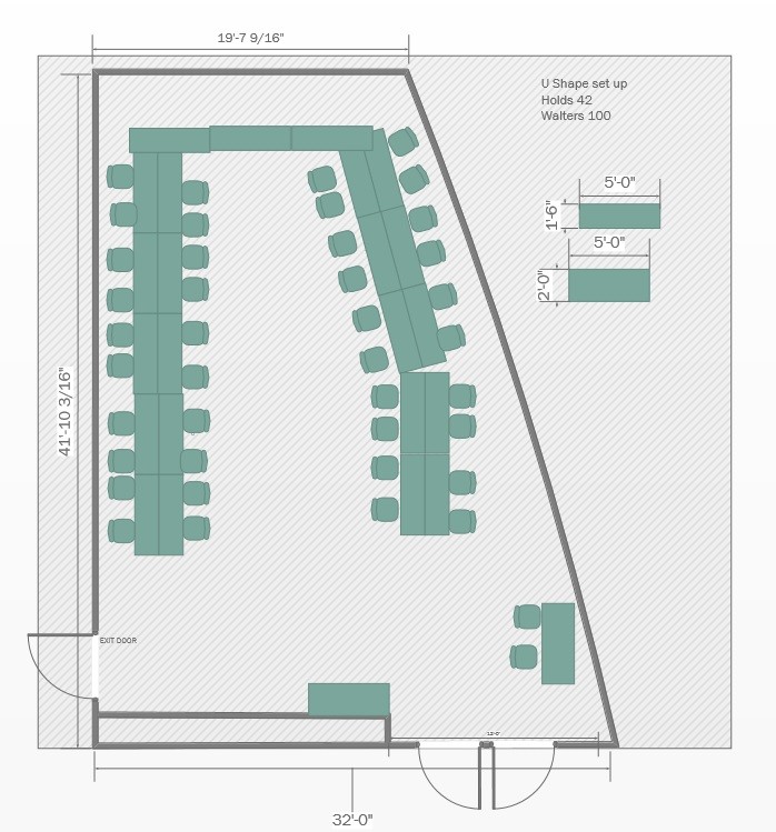 U-shape layout Floorplan for Walters 100