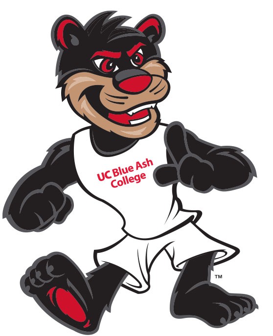 Bearcat mascot with UC Blue Ash College jersey
