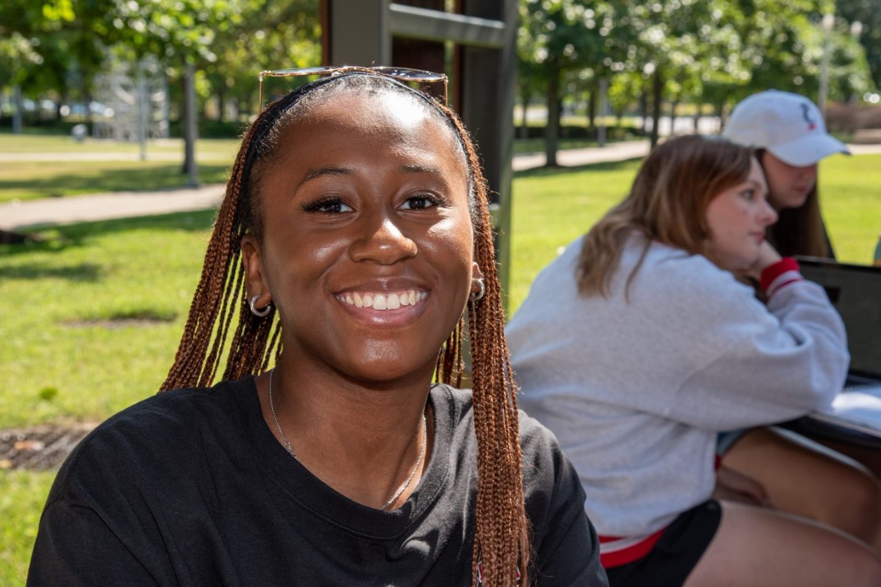 Emerald Shockley outside on campus